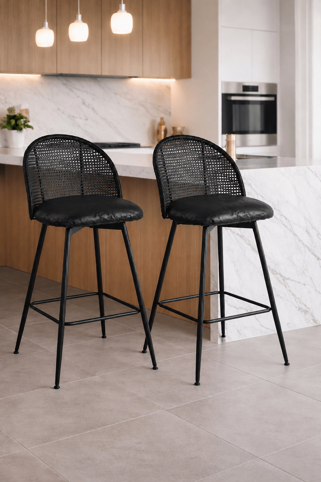 Pack 2 Taburete bar Antique PU Black - Imagen 2