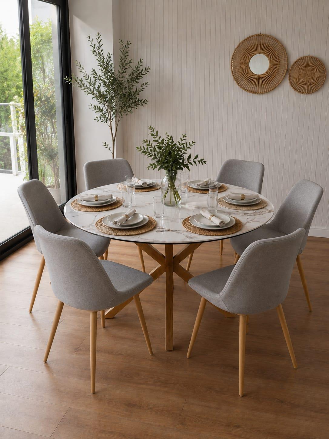 Comedor elite piedra con sillas Arpi lino wood - Imagen 2